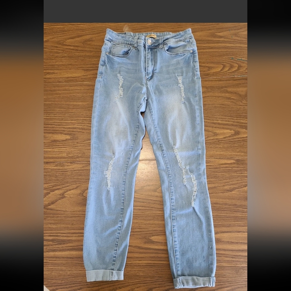Women's Blue Jeans Original Raw Brand  Size 5 Cotton Blend  Stretchy